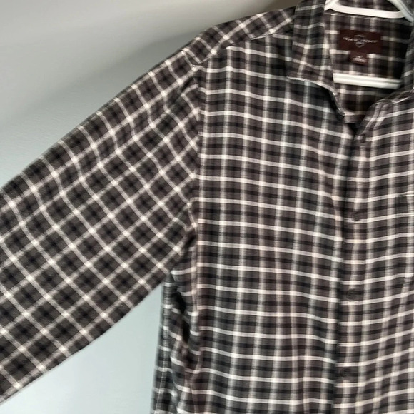 BLACK BROWN 1826 Men’s Plaid Grey Mix Flannel Shirt Long Sleeves Preppy Size L - Picture 5 of 11